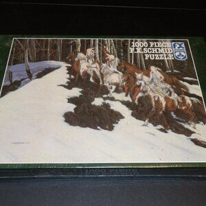 1000 Piece F.X. Schmid Puzzle 1994 Judy Larson 20 x 27in PHANTOM PATROL Horses